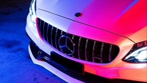 Preview wallpaper mercedes, car, white, backlight