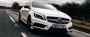 Preview wallpaper mercedes cla45, mercedes, car, white, speed, road