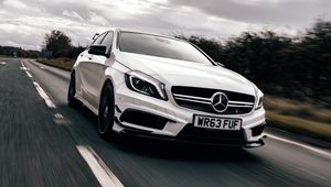 Preview wallpaper mercedes cla45, mercedes, car, white, speed, road