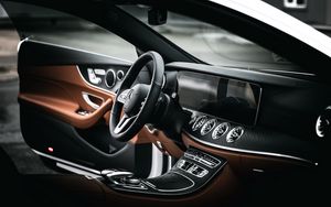 Preview wallpaper mercedes e200, mercedes, steering wheel, salon, car