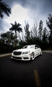 Preview wallpaper mercedes e350, mercedes, car, white, front view