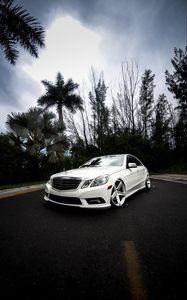 Preview wallpaper mercedes e350, mercedes, car, white, front view