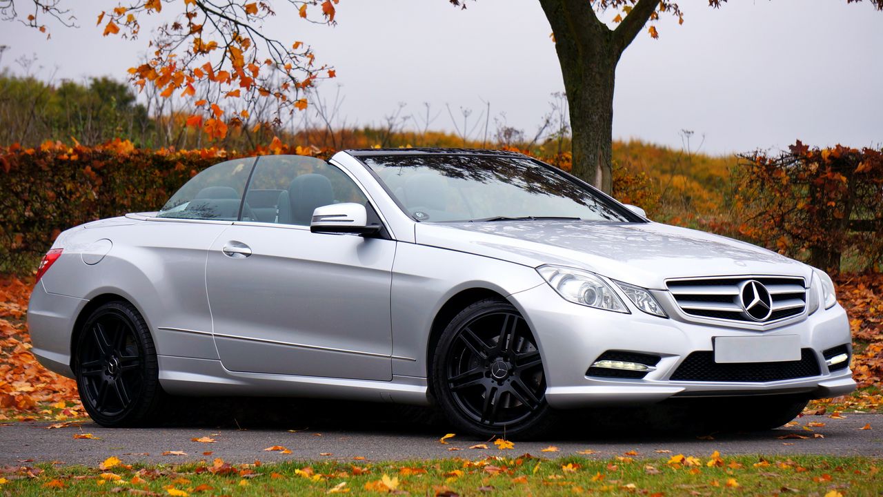 Wallpaper mercedes e-class, convertible, side view, autumn