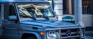 Preview wallpaper mercedes g-class, mercedes, g-wagen, suv, silver, city, movement