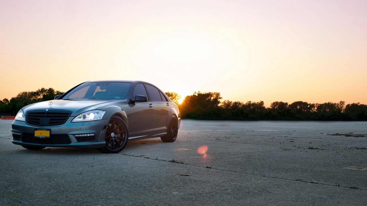 Wallpaper mercedes, s63 amg, front view, sunset