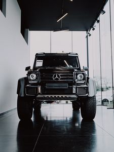 Preview wallpaper mercedes, suv, car, front view, black