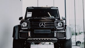 Preview wallpaper mercedes, suv, car, front view, black