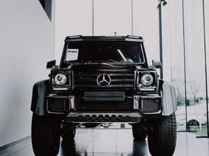 Preview wallpaper mercedes, suv, car, front view, black