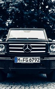 Preview wallpaper mercedes, suv, car, front view, headlights