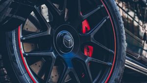 Preview wallpaper mercedes, wheel, car, black