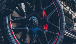 Preview wallpaper mercedes, wheel, car, black
