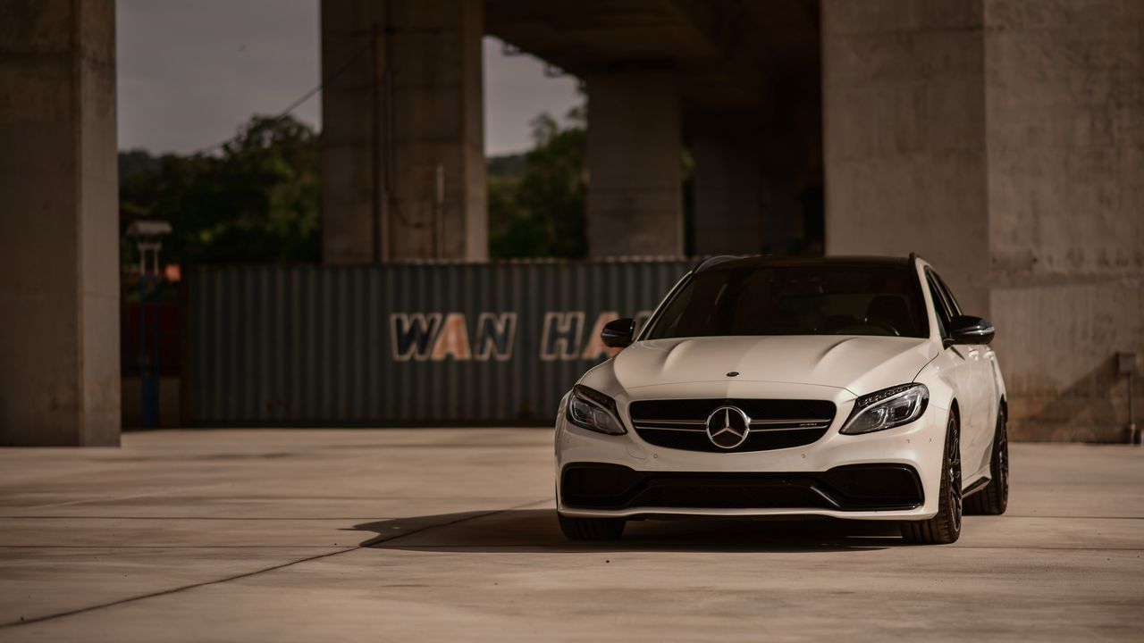 Wallpaper mercedes-amg c 63, mercedes, car, white, front view