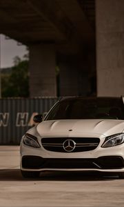 Preview wallpaper mercedes-amg c 63, mercedes, car, white, front view