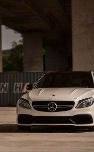 Preview wallpaper mercedes-amg c 63, mercedes, car, white, front view