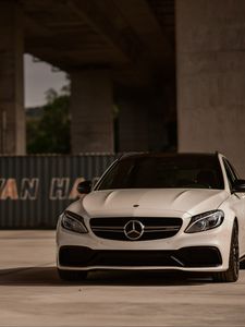 Preview wallpaper mercedes-amg c 63, mercedes, car, white, front view