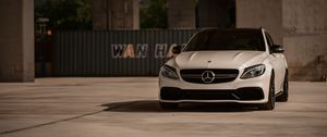 Preview wallpaper mercedes-amg c 63, mercedes, car, white, front view