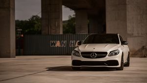 Preview wallpaper mercedes-amg c 63, mercedes, car, white, front view