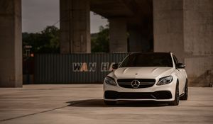 Preview wallpaper mercedes-amg c 63, mercedes, car, white, front view