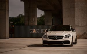 Preview wallpaper mercedes-amg c 63, mercedes, car, white, front view