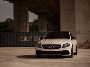 Preview wallpaper mercedes-amg c 63, mercedes, car, white, front view