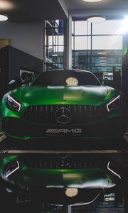 Preview wallpaper mercedes-amg, mercedes, green, front view