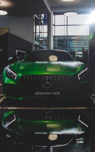 Preview wallpaper mercedes-amg, mercedes, green, front view