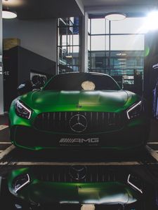 Preview wallpaper mercedes-amg, mercedes, green, front view