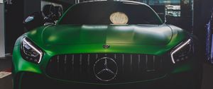 Preview wallpaper mercedes-amg, mercedes, green, front view