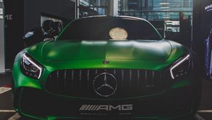 Preview wallpaper mercedes-amg, mercedes, green, front view