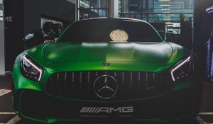 Preview wallpaper mercedes-amg, mercedes, green, front view