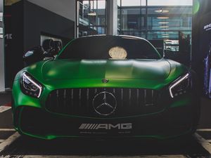 Preview wallpaper mercedes-amg, mercedes, green, front view