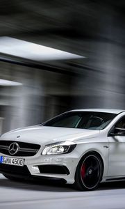 Preview wallpaper mercedes-benz, a45, amg, white, side view