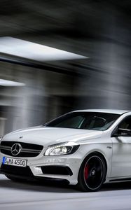 Preview wallpaper mercedes-benz, a45, amg, white, side view