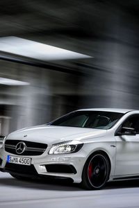 Preview wallpaper mercedes-benz, a45, amg, white, side view