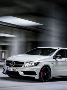 Preview wallpaper mercedes-benz, a45, amg, white, side view