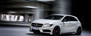 Preview wallpaper mercedes-benz, a45, amg, white, side view