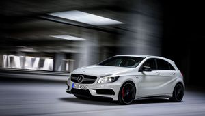 Preview wallpaper mercedes-benz, a45, amg, white, side view