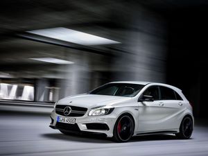 Preview wallpaper mercedes-benz, a45, amg, white, side view