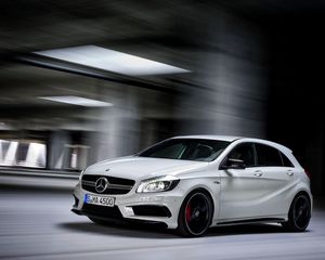 Preview wallpaper mercedes-benz, a45, amg, white, side view