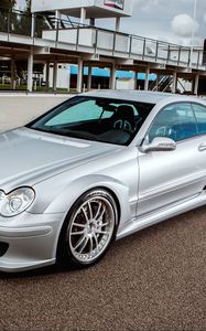 Preview wallpaper mercedes-benz, amg, clk-class, silver, side view