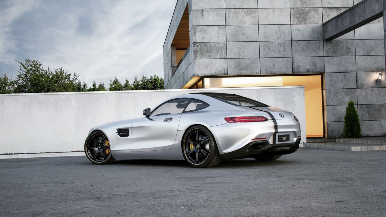 Wallpaper mercedes-benz, amg, gt, silver, side view, tuning