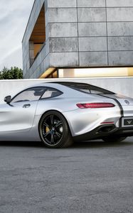Preview wallpaper mercedes-benz, amg, gt, silver, side view, tuning