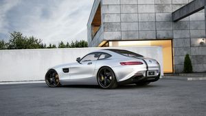 Preview wallpaper mercedes-benz, amg, gt, silver, side view, tuning