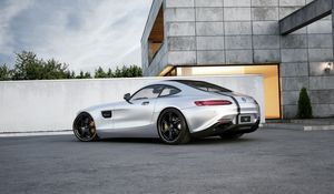 Preview wallpaper mercedes-benz, amg, gt, silver, side view, tuning