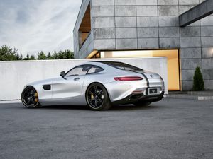 Preview wallpaper mercedes-benz, amg, gt, silver, side view, tuning