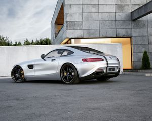 Preview wallpaper mercedes-benz, amg, gt, silver, side view, tuning