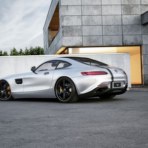 Preview wallpaper mercedes-benz, amg, gt, silver, side view, tuning