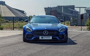 Preview wallpaper mercedes-benz, amg gt, blue, front view