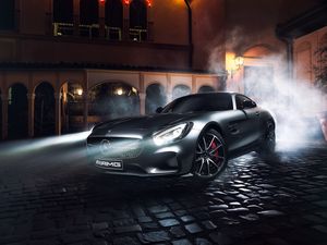 Preview wallpaper mercedes-benz, amg, gt s, side view, night