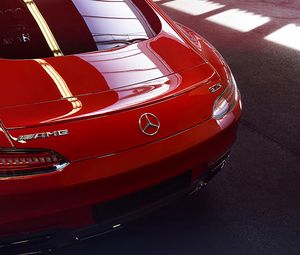 Preview wallpaper mercedes-benz, amg, red, rear view